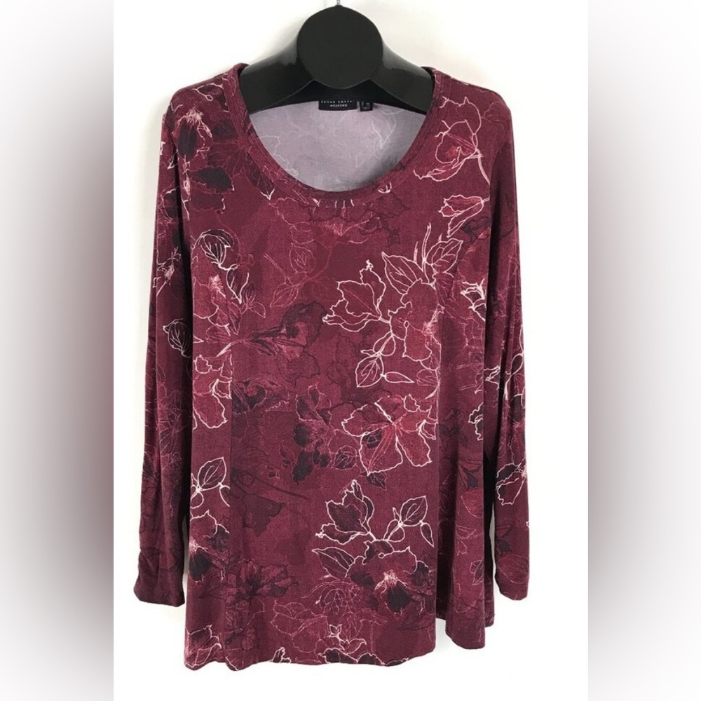 Susan Graver Weekend Cotton/Modal Tunic Women's 2X Floral Knit
